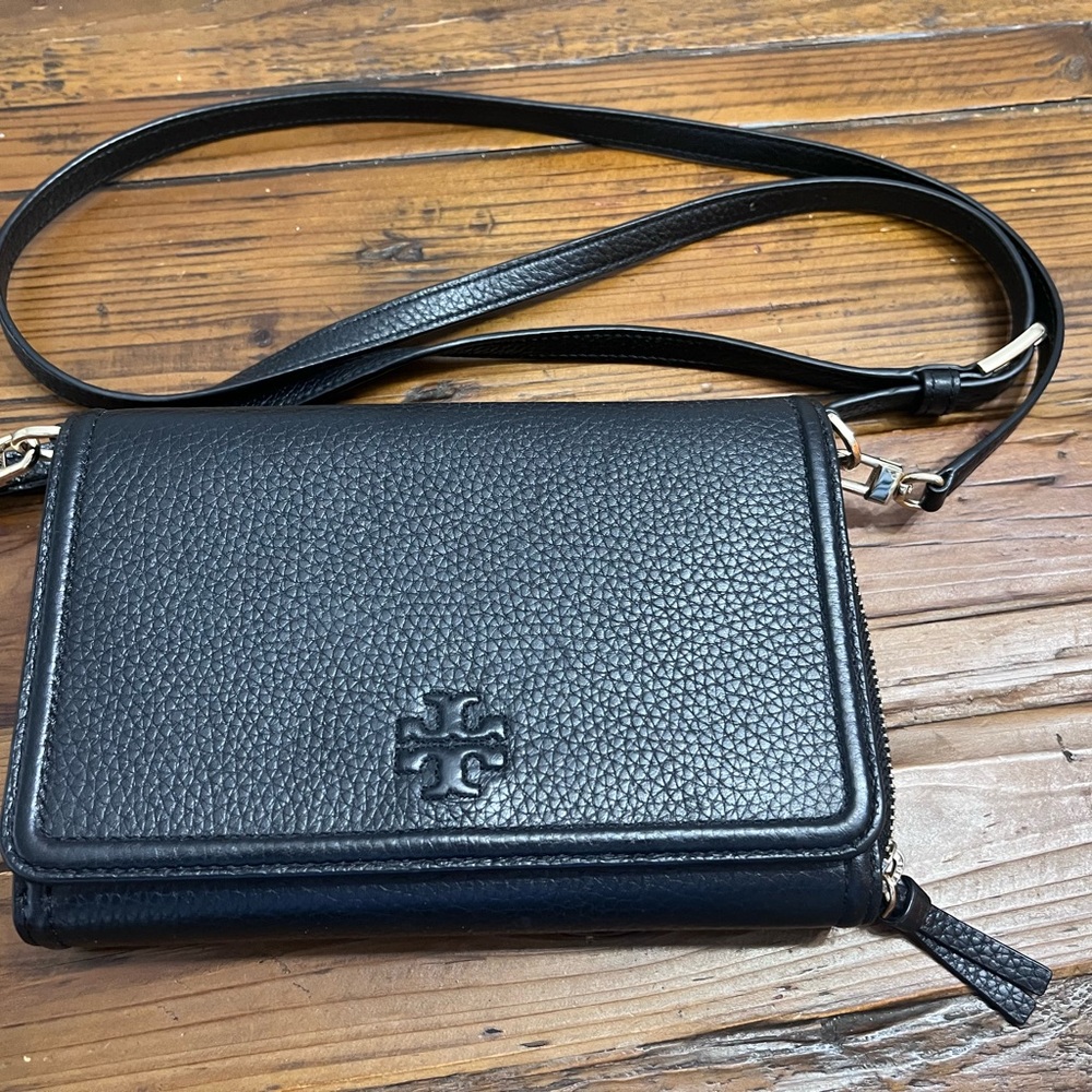 Tory Burch Black Crossbody Bag with Silver Hardware